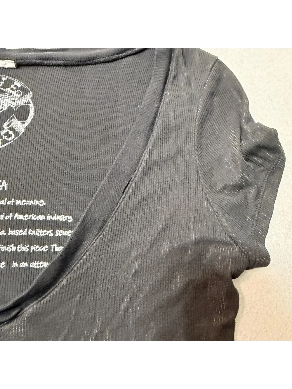 Vintage Y2K Blue Tattoo Made in USA Scoop Neck Tee Charcoal Rose True Love Top